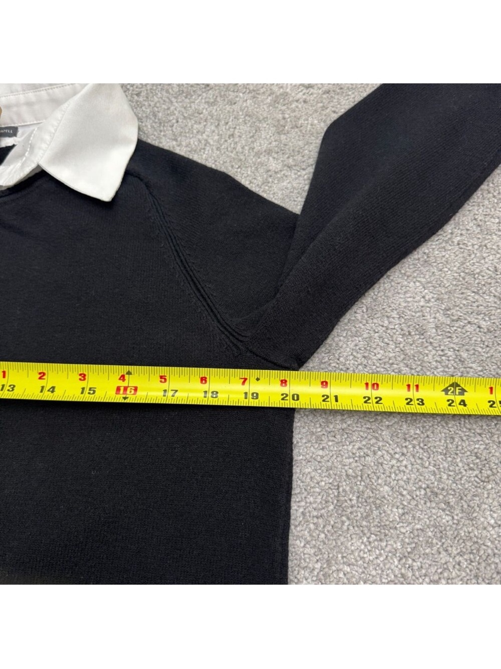 Adrianna Papell Black Layered-Look Crewneck Sweater with White Shirt Detail - Picture 12 of 13